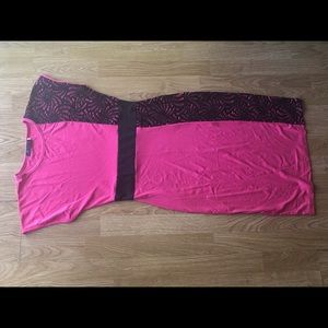 Hot Pink and Black Lace Pencil Dress